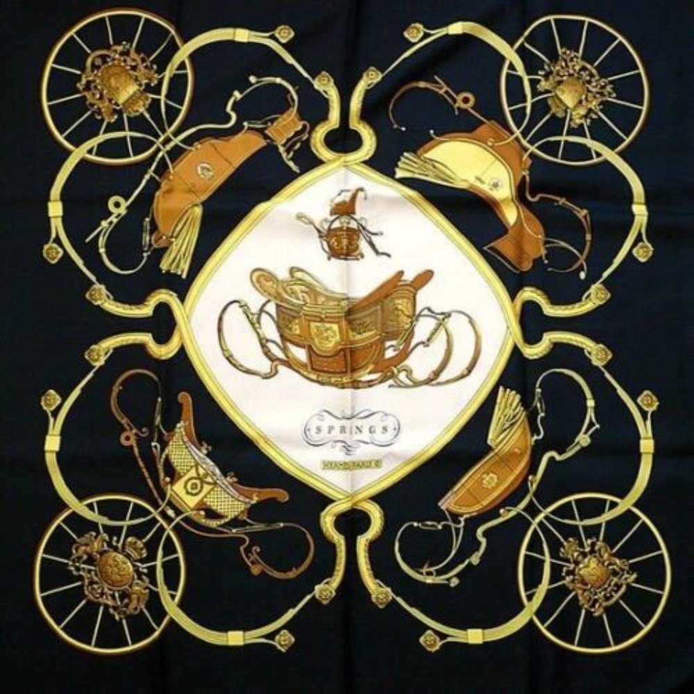 Authentic Hermes Scarf 90cm Silk - Springs, Phillippe Ledoux 1974